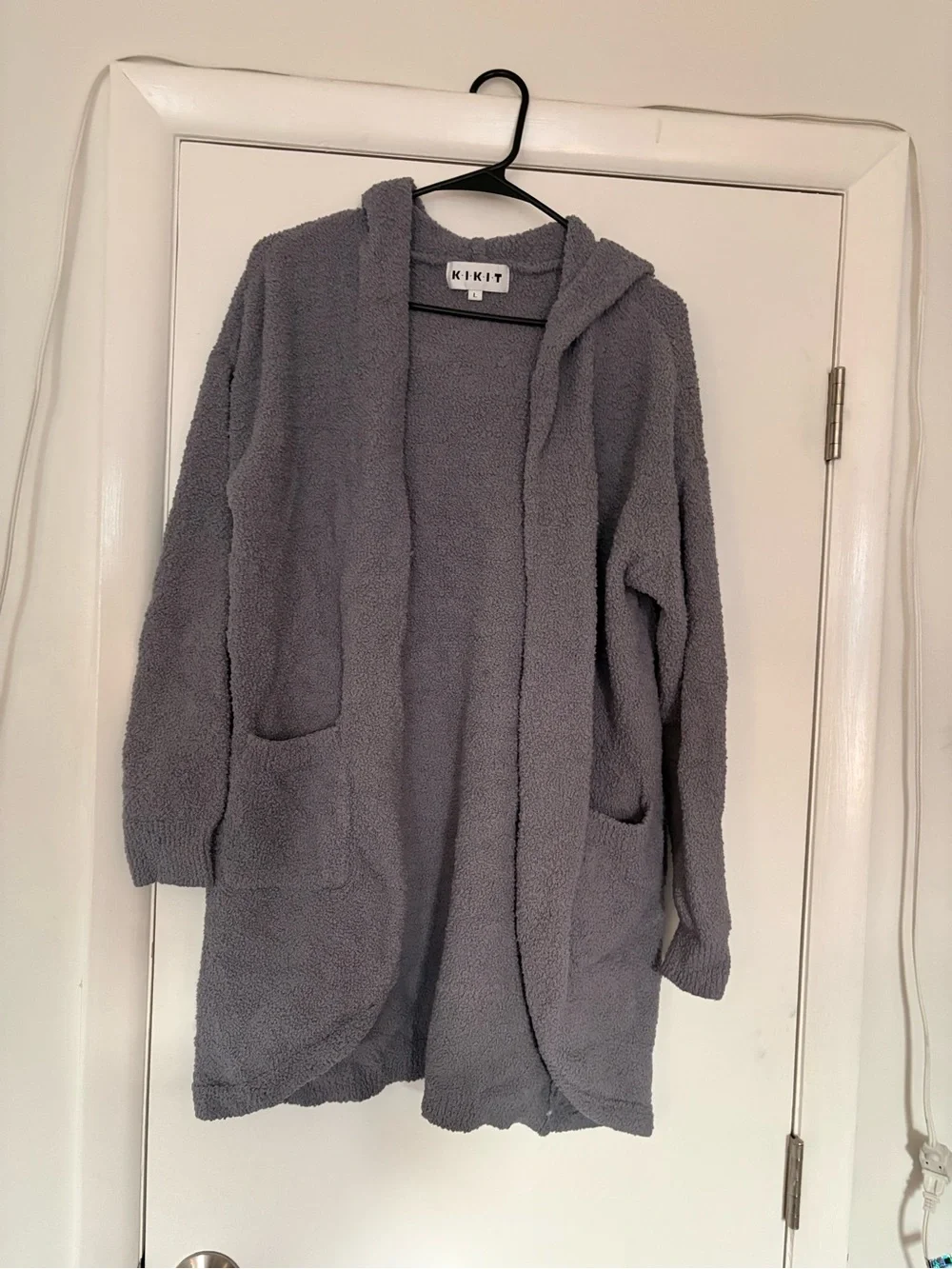 Soft Plush Hooded Cardigan - Gray
